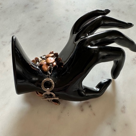 Silpada Sterling Silver Coin Copper Pearl & Smokey Quartz Beaded Bracelet - Picture 2 of 7